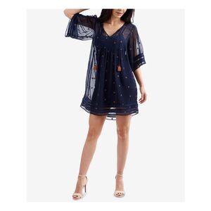 NWT LUCKY BRAND Womens Ivory Embroidered Long Sleeve Keyhole Top M